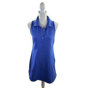 Vineyard Vines SZ XS solid blue polo dress whale logo preppy classic